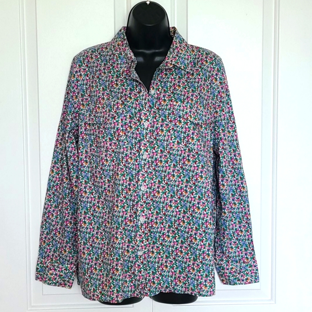 Talbots Classic Cotton Blouse Floral M